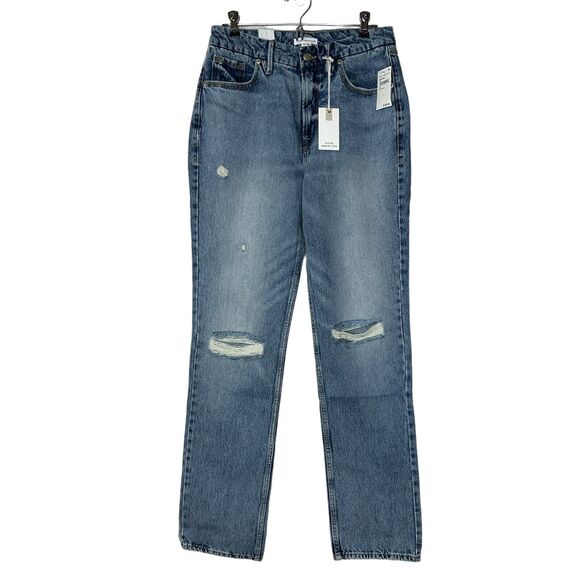 Good American Good Classic Jeans Distressed High Rise Indigo065 Women 6/28 NWT - Picture 2 of 11